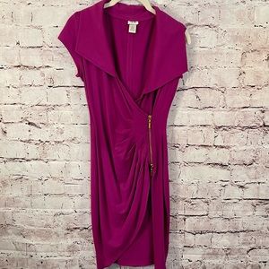 Fuchsia/ Pink Shortsleeve Dress with Side Zipper Size S